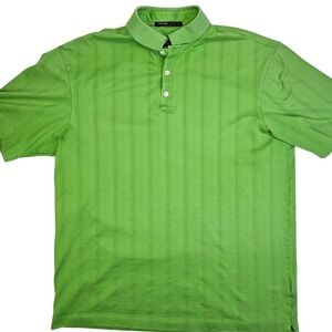 Nike Tiger Woods Collection Green Dri-FIT Vertical Stripe Golf Polo Shirt Mens L